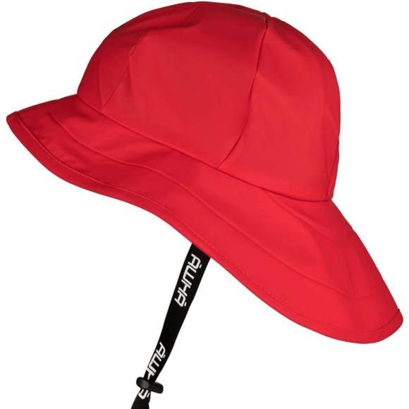 Women's Rain Hat - Waterproof Cap with Wide Brim and Earflaps Red